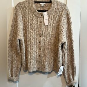 Topshop Cable Knit Cardigan - Beige
